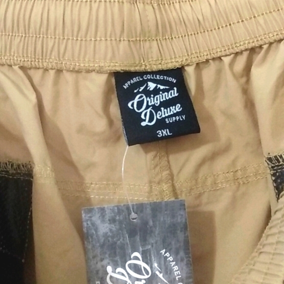 ORIGINAL DELUXE SUPPLY BIG & TALL TAN BLACK SWIM TRUNKS BOARDSHORTS SIZE 3XL NWT - Picture 8 of 9